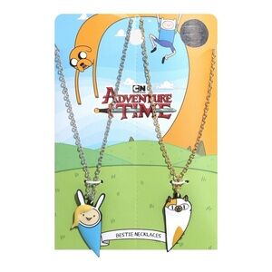 NEW Cartoon Network Adventure Time Fionna & Cake Best Friend Necklace Set